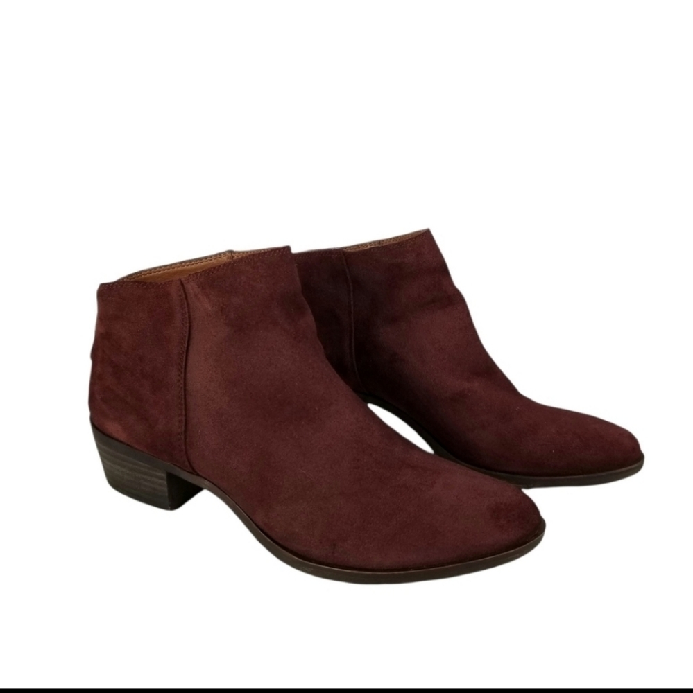 Lucky Brand Bremma Leather Maroon Suede Booties